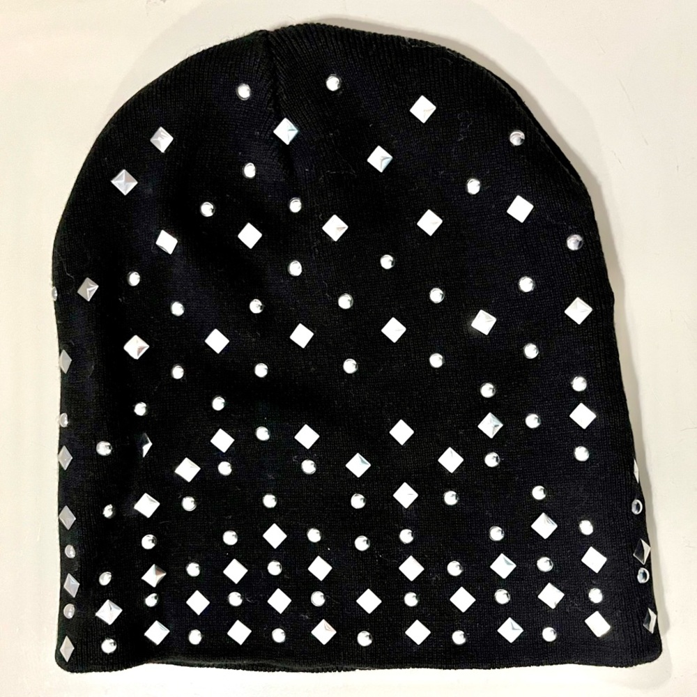 Studded Black Beanie